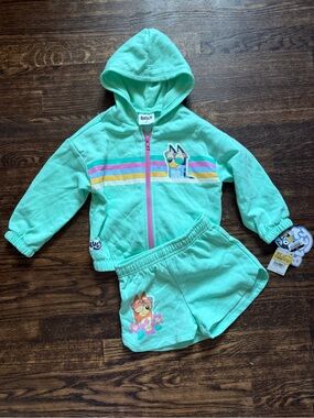 Disney Bluey Hooded Zip Up & Shorts Set
